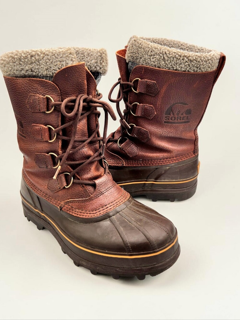 Sorel Kananaskis II Pac Snow Boots Mens 11 Removable Liner Leather Rubber Brown